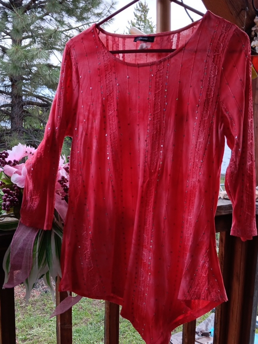 Cocomo Red Sequin Embellished Women's Tunic